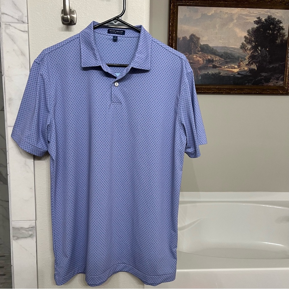 Peter Millar Blue Patterned Polo Shirt